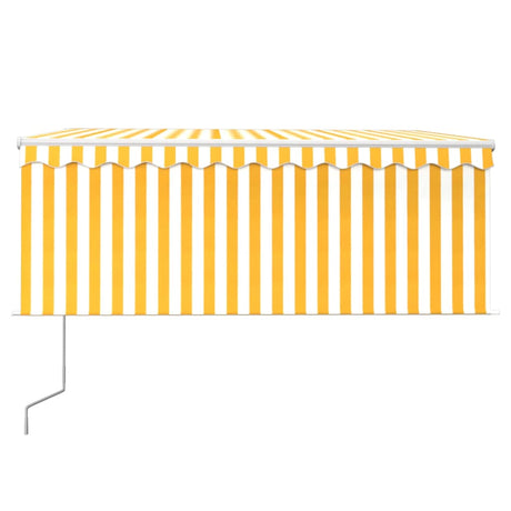 Vidaxl Luifel avec capteur à rouleau à rouleau, LED et vent 3,5x2,5 m jaune et blanc