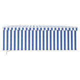 Vidaxl luifel extensible manuellement avec un rouleau aveugle 4x3 m bleu et blanc