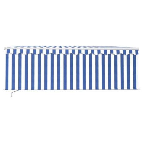 Vidaxl luifel extensible manuellement avec un rouleau aveugle 4x3 m bleu et blanc