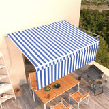 Vidaxl luifel extensible manuellement avec un rouleau aveugle 4x3 m bleu et blanc