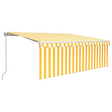 Auvent Vidaxx extensible manuellement avec store enrouleur 4x3 m jaune et blanc