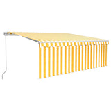 Vidaxl luifel extensible manuellement avec un rouleau aveugle 4x3 m jaune et blanc