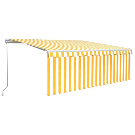 Auvent Vidaxx extensible manuellement avec store enrouleur 4x3 m jaune et blanc