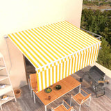 Auvent Vidaxx extensible manuellement avec store enrouleur 4x3 m jaune et blanc