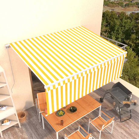 Auvent Vidaxx extensible manuellement avec store enrouleur 4x3 m jaune et blanc