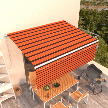 VidaXL Auvent extensible manuellement avec store enrouleur 4x3 m orange marron