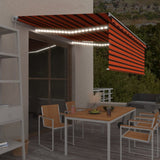 VidaXL Store enrouleur extensible manuellement LED 4x3 m orange marron
