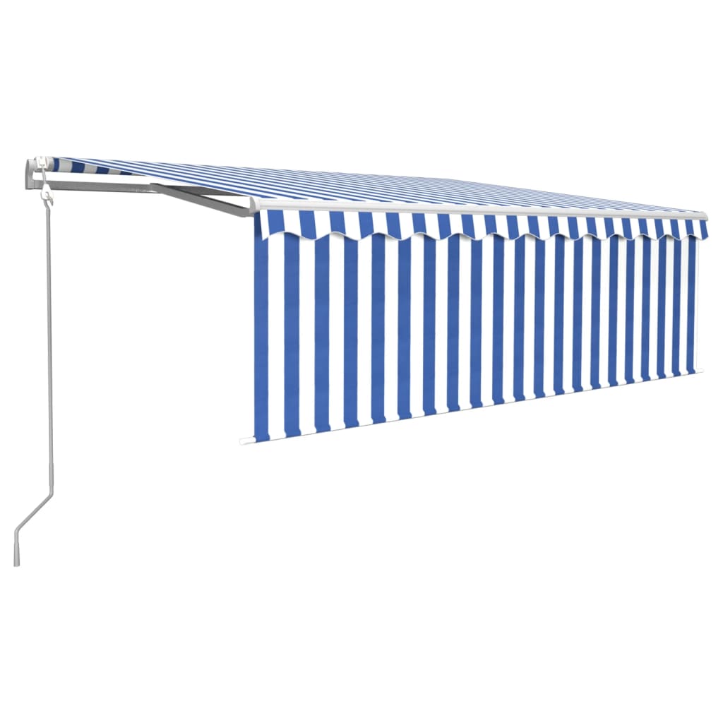 Vidaxl Luifel a automatiquement extensible avec un rouleau à rouleau de 4x3 m blanc bleu