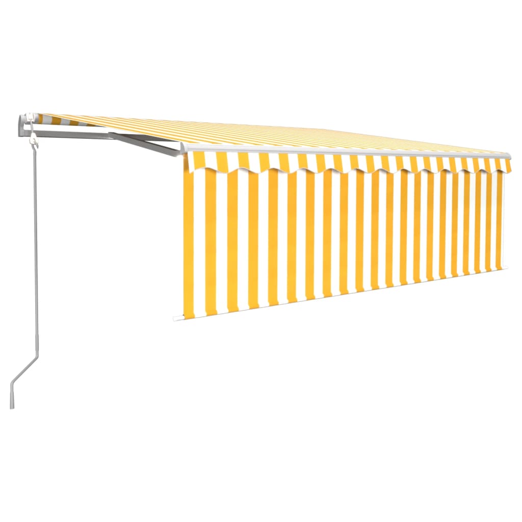 Vidaxl Luifel a automatiquement extensible avec un rouleau aveugle 4x3 m jaune et blanc