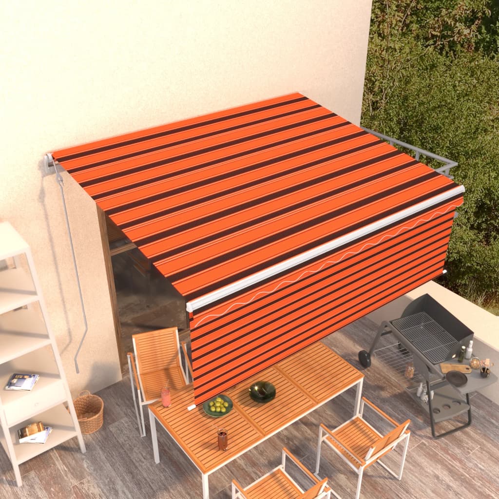VidaXL Store enrouleur à extension automatique 4x3 m orange marron