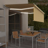 Vidaxl Luifel Automatique avec capteur de vent à LED aveugle à rouleau 4x3 m jaune blanc