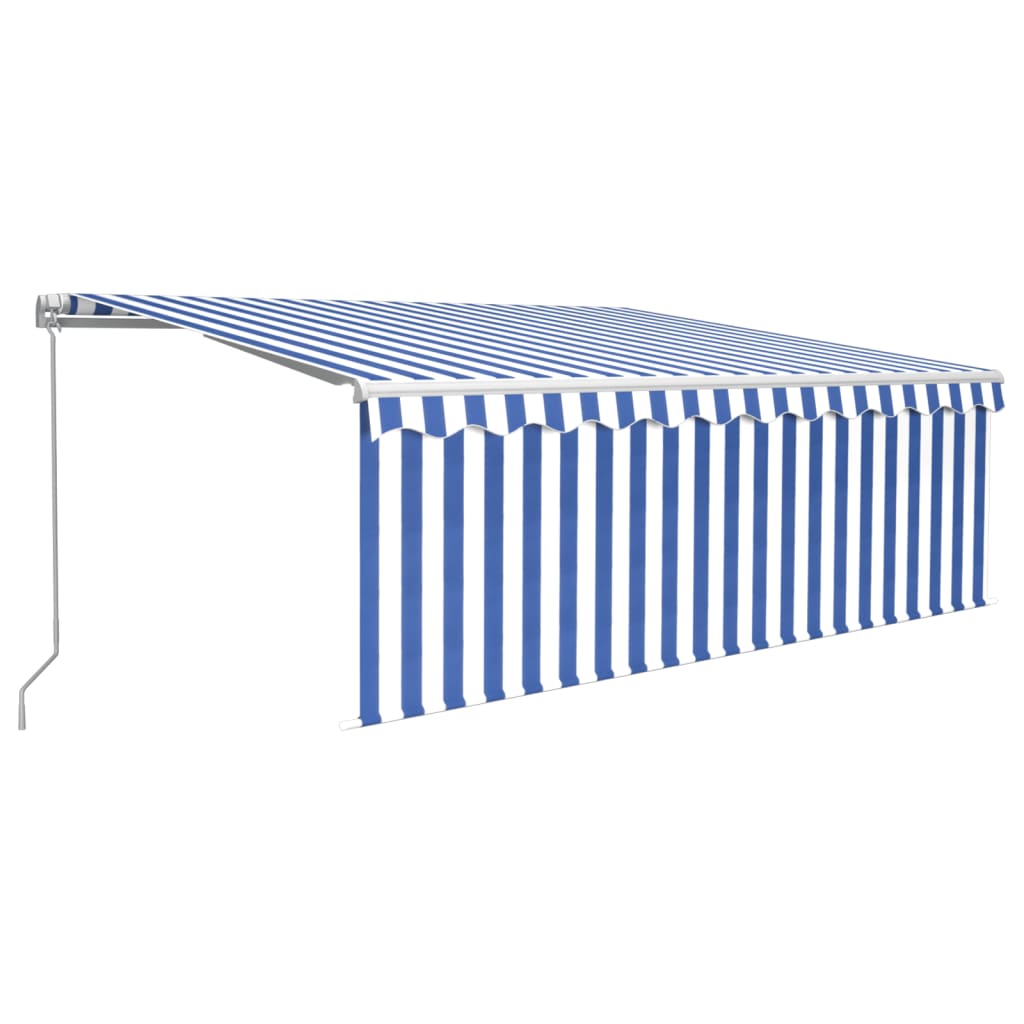 Vidaxl luifel extensible manuellement avec un rouleau aveugle 4,5x3 m blanc bleu