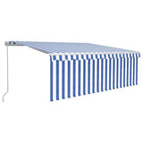 Vidaxl luifel extensible manuellement avec un rouleau aveugle 4,5x3 m blanc bleu