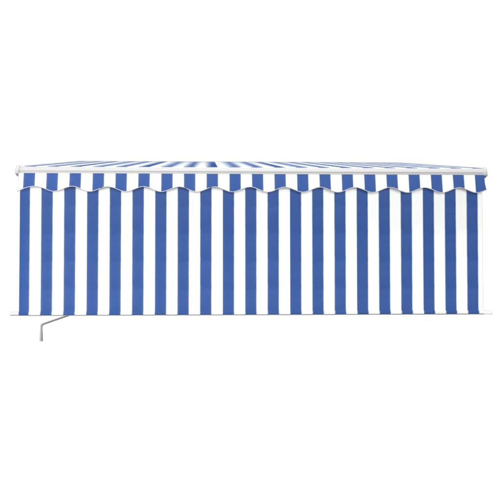 Vidaxl luifel extensible manuellement avec un rouleau aveugle 4,5x3 m blanc bleu