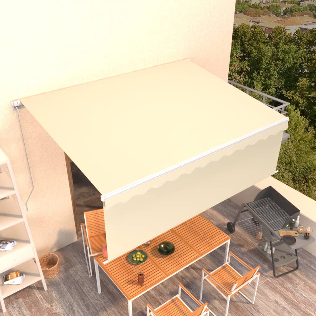 Vidaxl Luifel extensible manuellement avec un rouleau aveugle 4,5x3 m crème couleur