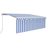 Vidaxl Luifel LED aveugle à rouleau extensible manuellement 4,5x3 m blanc bleu