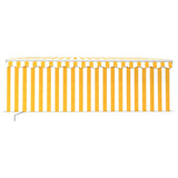 Vidaxl Luifel à l'aveugle extensible manuellement et LED 4,5x3 m jaune blanc