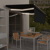 Vidaxl Luifel extensible à rouleau aveugle LED 4,5x3 m anthracite