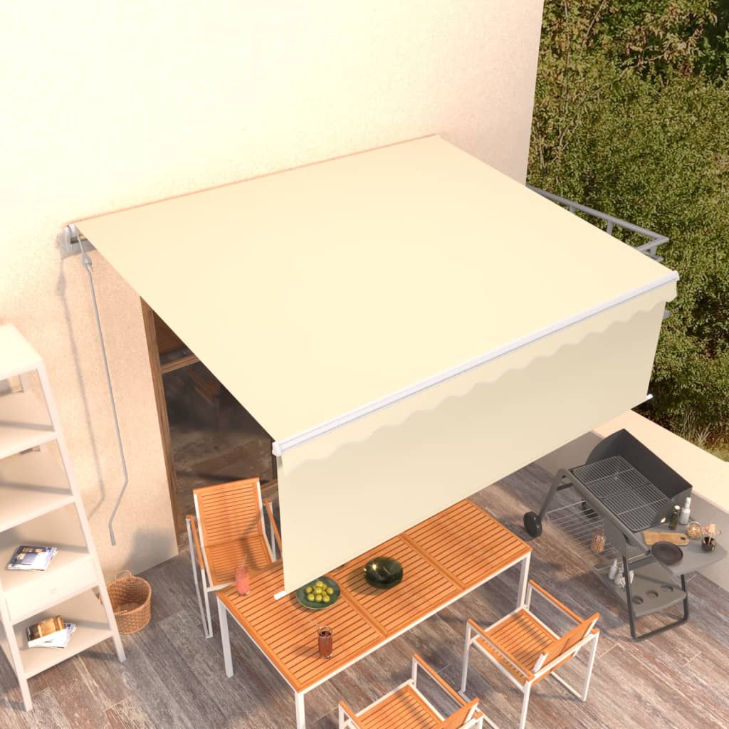 Vidaxl Luifel a automatiquement extensible avec un rouleau aveugle 4,5x3 m crème