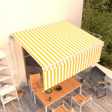 Vidaxl Luifel a automatiquement extensible avec un rouleau aveugle 4,5x3 m jaune blanc