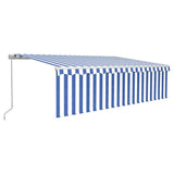 Vidaxl Luifel extensible manuellement avec un rouleau aveugle 5x3 m bleu et blanc