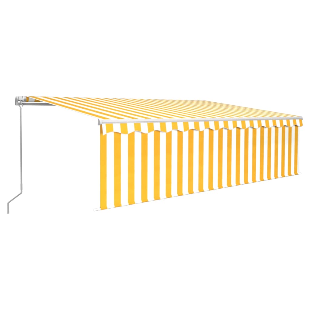 Vidaxl luifel extensible manuellement avec un rouleau aveugle 5x3 m jaune et blanc