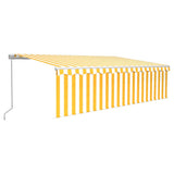 Vidaxl luifel extensible manuellement avec un rouleau aveugle 5x3 m jaune et blanc