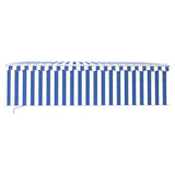Vidaxl Luifel extensible manuellement avec un rouleau LED 5x3 m blanc bleu