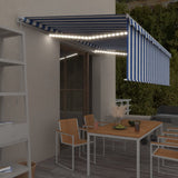 Vidaxl Luifel extensible manuellement avec un rouleau LED 5x3 m blanc bleu