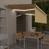 Vidaxl Luifel extensible manuellement avec un rouleau LED 5x3 m jaune blanc