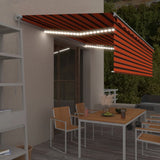 Vidaxl luifel à rouleau extensible manuellement LED à l'aveugle 5x3 m brun orange