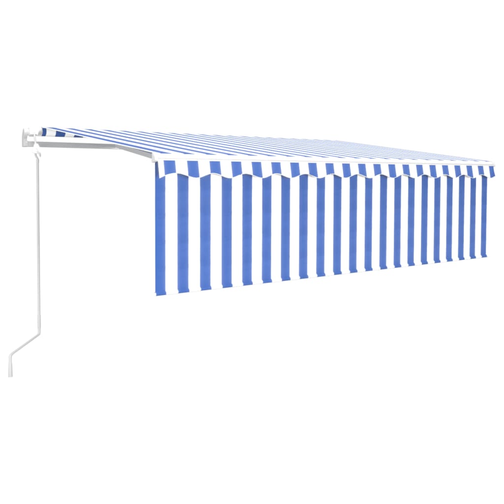 Vidaxl Luifel a automatiquement extensible avec un rouleau aveugle 5x3m bleu et blanc