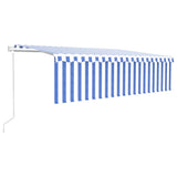 Vidaxl Luifel a automatiquement extensible avec un rouleau aveugle 5x3m bleu et blanc