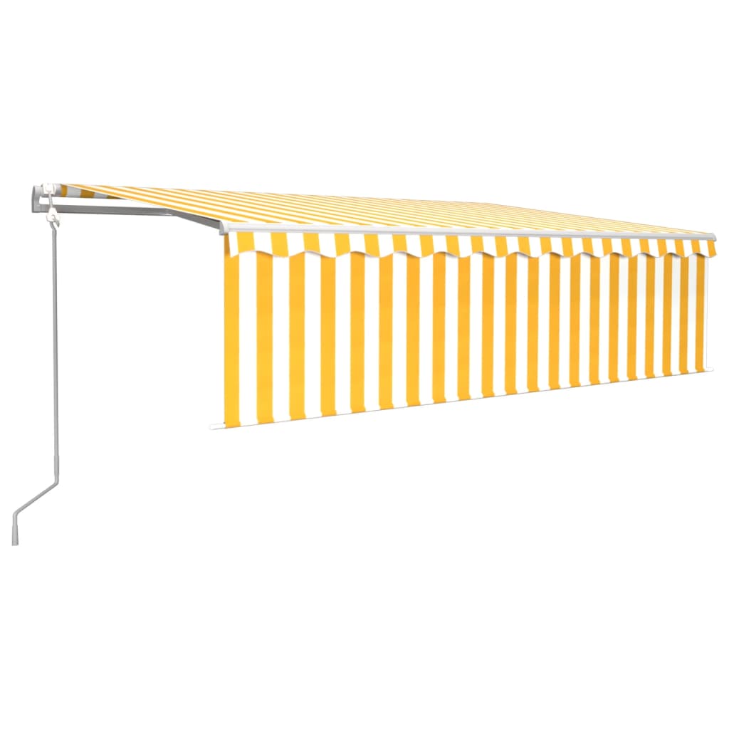 Vidaxl Luifel Capteur de vent à LED aveugle automatique 5x3 m jaune et blanc