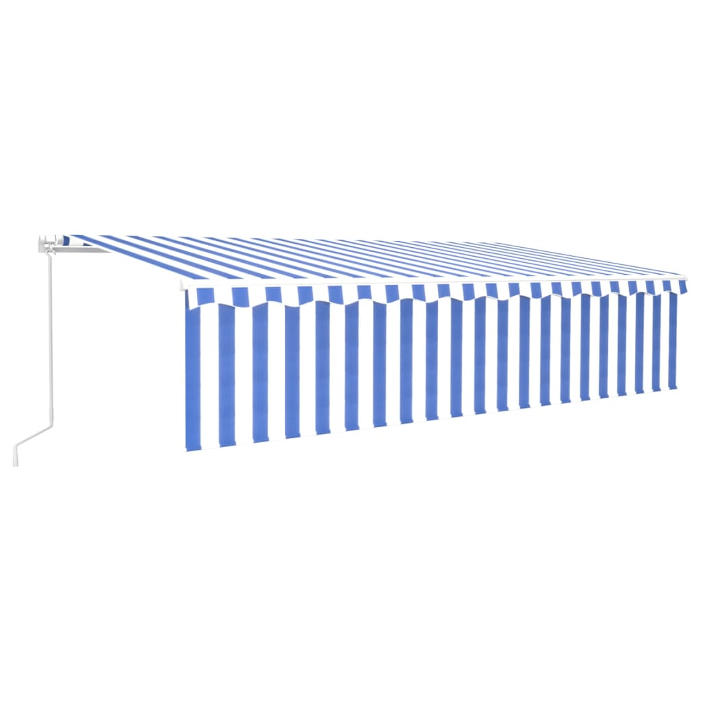 Vidaxl Luifel extensible manuellement avec un rouleau aveugle 6x3 m bleu et blanc
