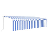Vidaxl Luifel extensible manuellement avec un rouleau LED 6x3 m blanc bleu