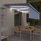 Vidaxl Luifel extensible manuellement avec un rouleau LED 6x3 m blanc bleu