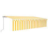 Vidaxl Luifel extensible manuellement avec un rouleau LED 6x3 m jaune blanc