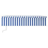 Vidaxl Luifel a automatiquement extensible avec un rouleau à blind 6x3 m blanc bleu