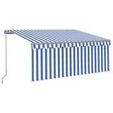 Vidaxl luifel extensible manuellement avec un rouleau aveugle 3x2,5 m blanc bleu