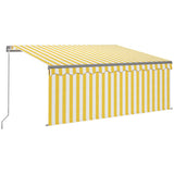 Vidaxl luifel extensible manuellement avec un rouleau aveugle 3x2,5 m jaune et blanc
