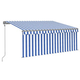 Vidaxl Luifel a automatiquement extensible avec un rouleau à rouleau 3x2,5 m blanc bleu