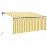 Vidaxl Luifel a automatiquement extensible avec un rouleau aveugle 3x2,5 m jaune blanc