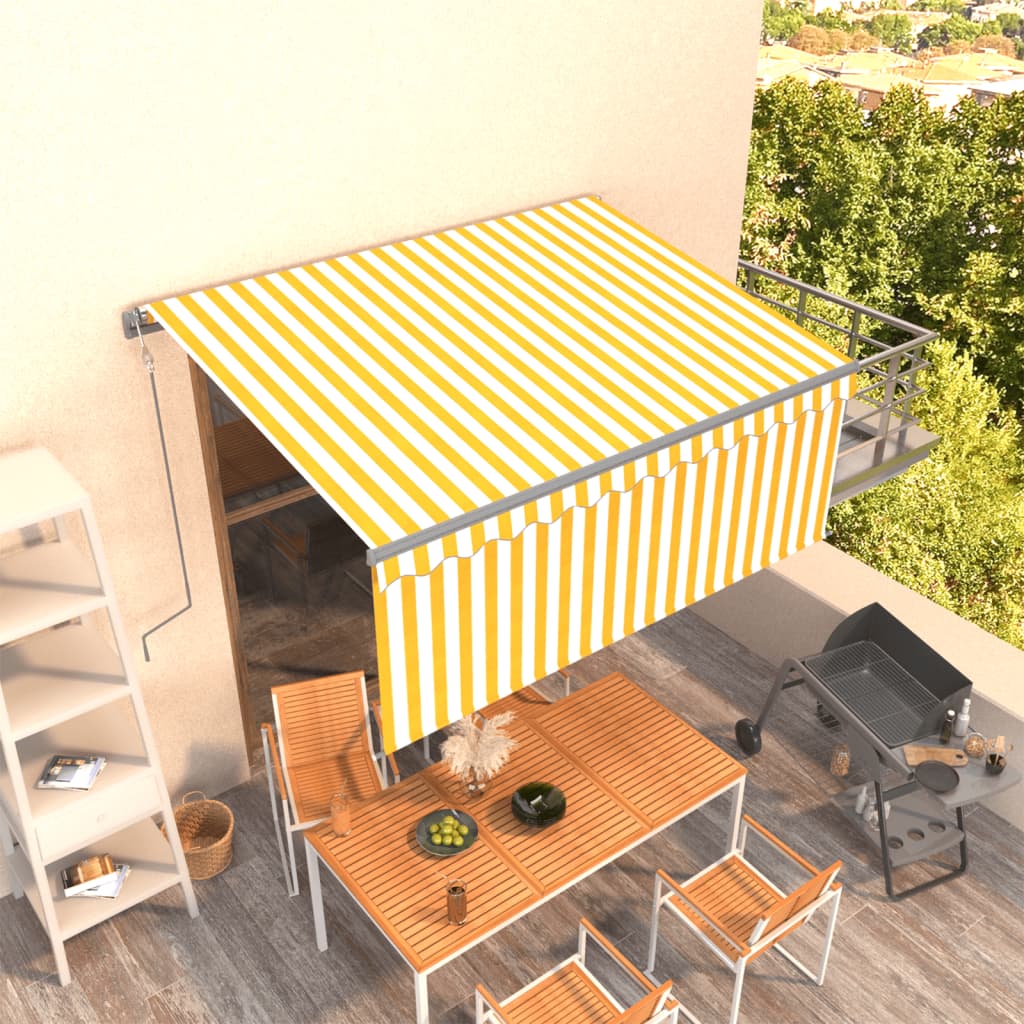 Vidaxl Luifel a automatiquement extensible avec un rouleau aveugle 3x2,5 m jaune blanc