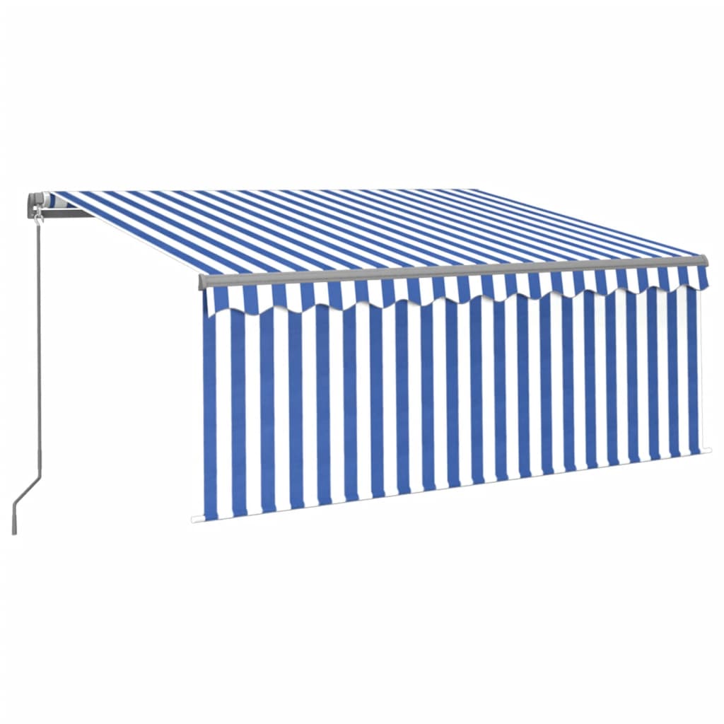 Vidaxl luifel extensible manuellement avec un rouleau aveugle 3,5x2,5 m blanc bleu