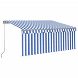Vidaxl luifel extensible manuellement avec un rouleau aveugle 3,5x2,5 m blanc bleu