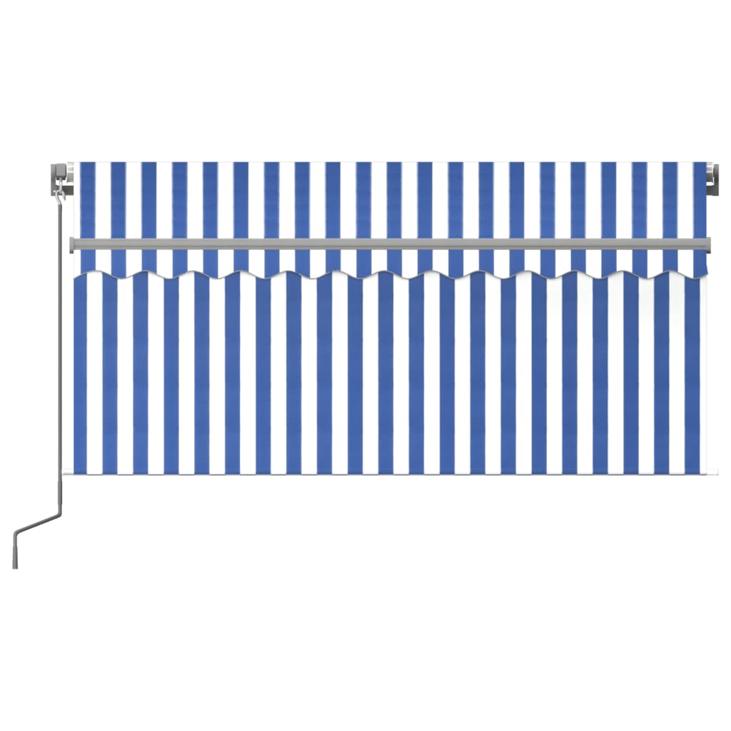 Vidaxl luifel extensible manuellement avec un rouleau aveugle 3,5x2,5 m blanc bleu