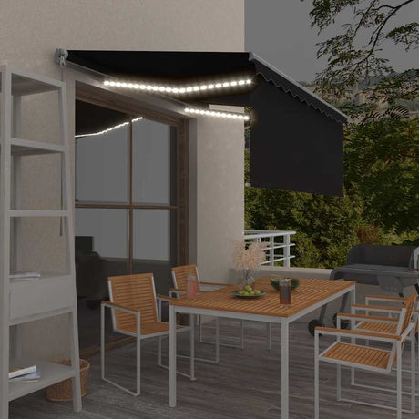 Vidaxl Luifel extensible à rouleau à volant LED de 3,5 x 2,5 m anthracite