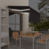 Vidaxl Luifel avec capteur à rouleau à rouleau, LED et vent 3,5x2,5 m anthracite