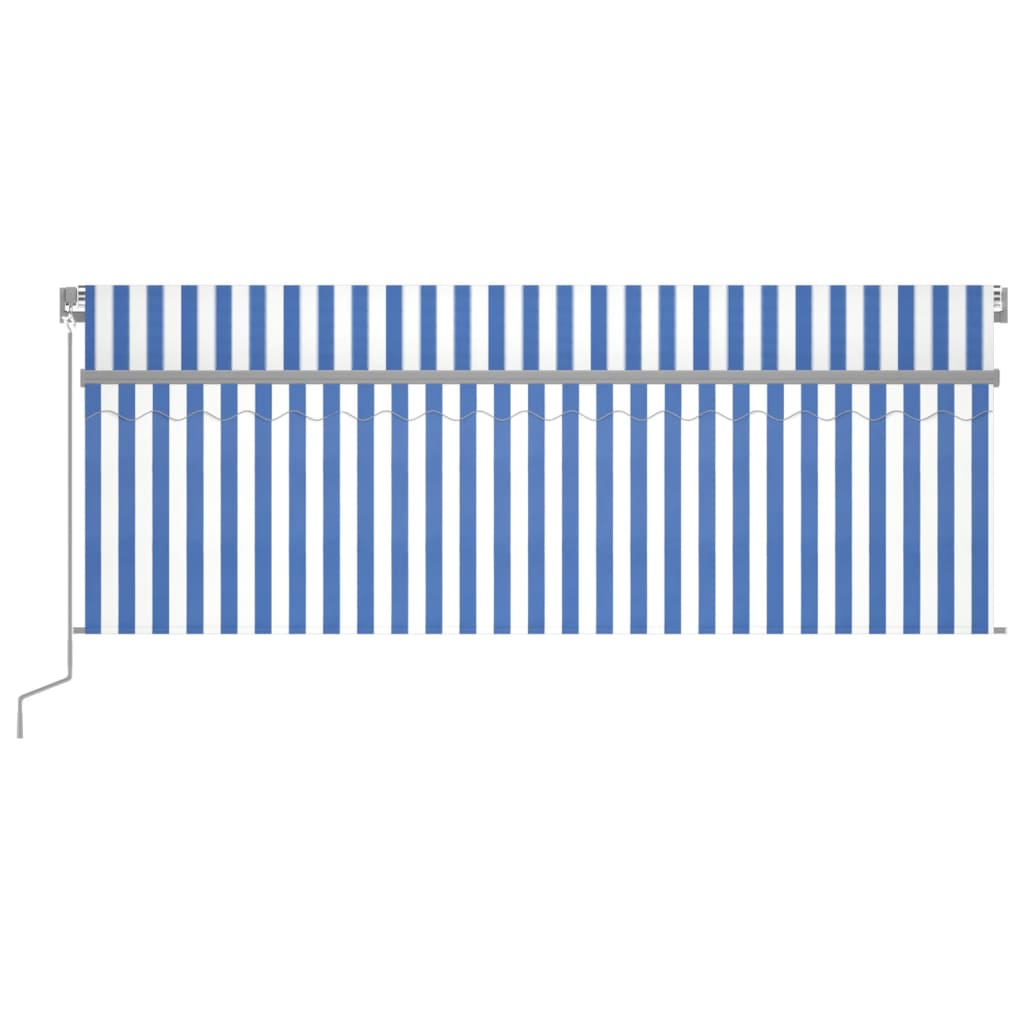 Vidaxl Luifel extensible manuellement avec un rouleau LED 4x3 m blanc bleu